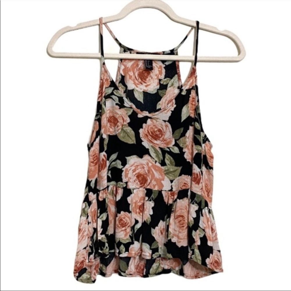 Forever21 Size Small Floral Cami Peplum Top Sleeveless